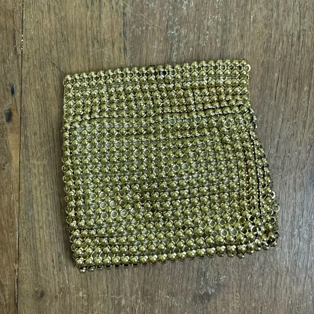 Whiting & Davis Vintage Brass‎ Metal Mesh Chainmail Clutch handbag purse